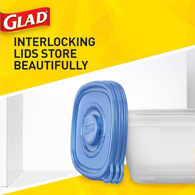 Glad GladWare XL Square Food Storage Containers with Lock Tight Lids, Family Size No BPA Plastic Containers for Leftovers and Meal Prep, Reusable Dishwasher Safe, 104 Oz, 3 Count - 3 Pack