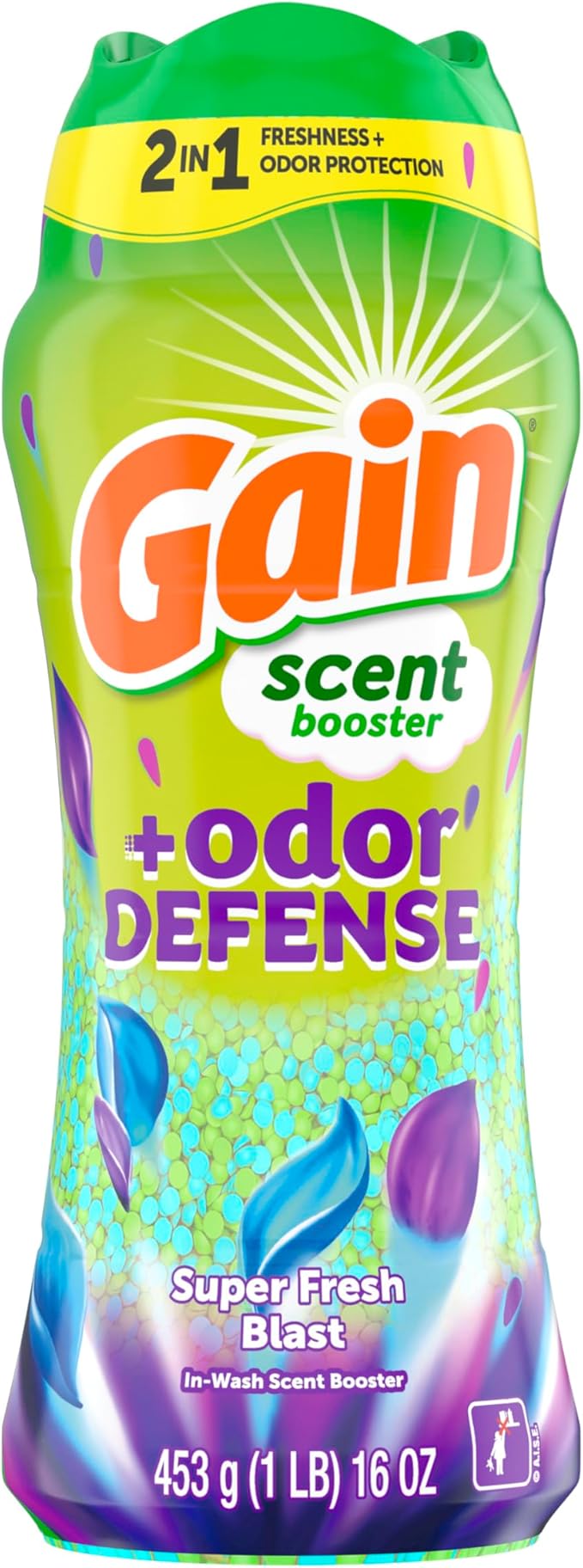 Gain Odor Defense In-wash Scent Booster, Super Fresh Blast scent, 16 OZ, 2 in 1 Freshness plus Odor Protection, laundry scent beads