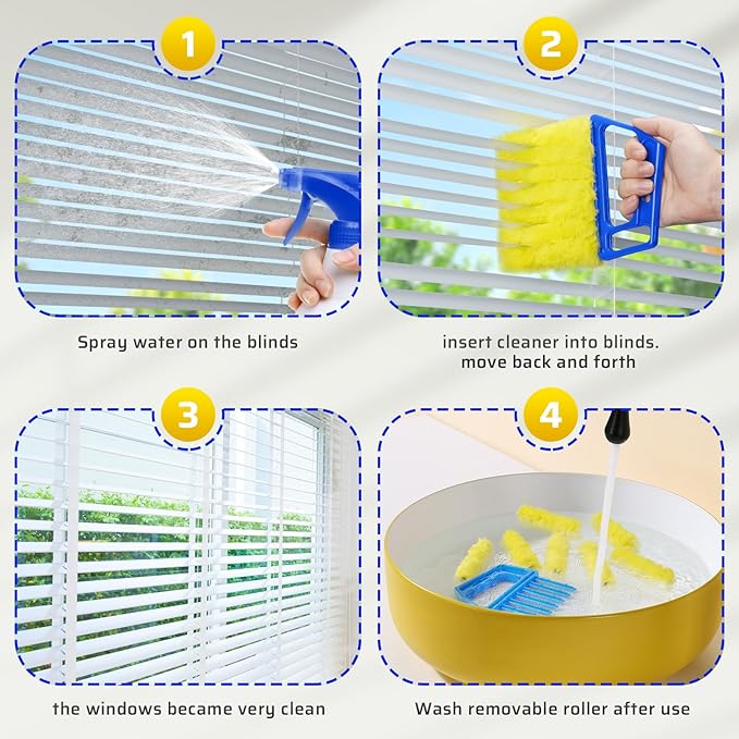 2025 Upgrade 2PCS Blind Cleaner Duster Tool,Window Blinds Cleaner Microfiber Washable,7 Fingers Blind dusters for Cleaning Window,Air Conditioner Vent