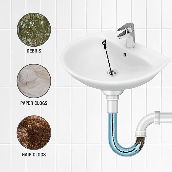 Danco 20 inch Plastic Hair Snake Clog Removal Tool with Hair Catcher Bundle Pack (12171P)