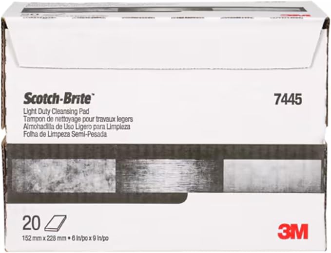 Scotch-Brite 7445 Light Cleansing Hand Pads, 6 in x 9 in, White, Ultra Fine Abrasive, 20 Pads/Box, Non-Scratch Pads for Delicate Cleaning & Finishing Tasks
