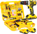 21V Tool Kit with Drill, 120PCS 21V Cordless Drill Set with 3/8" Keyless Chuck of Metal & 25+3 Clutch with Impact, 2 x 2.0Ah Battery & Fast Charger, Max Torque 45Nm, 2-Variable Speed