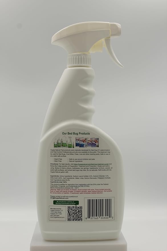 Hygea Natural Lice, Mite, and Bed Bug Natural Spray - Child & Pet Friendly - Immediate Results - Stain & Odor Free (24 Ounce)