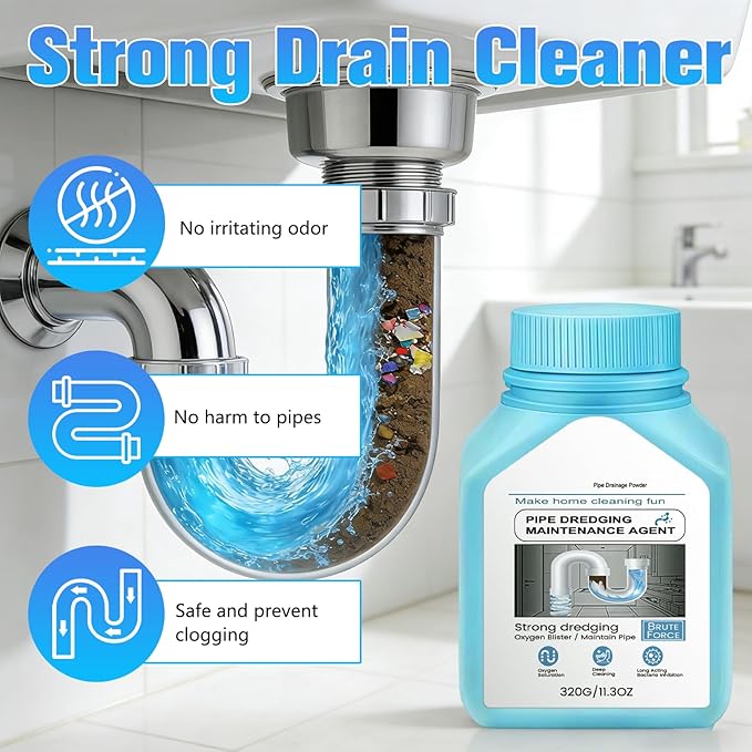 Drain Clog Remover Powerful, Sink Drain Hair Clog Remover Cleaner, Strong DrainCleaner for Kitchen, Shower Pipes and Drains