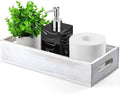 ALELION Bathroom Basket for Toilet Tank - White Wooden Toilet Basket, Decorative Back of Toilet Organizer for Organizing Toilet Paper, Towels, and Bathroom Accessories