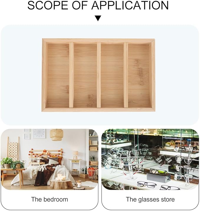 Toyvian Wooden Eyeglasses Storage Tray and Display Rack Glasses Organizer for Home Tabletop Eyewear Storage with 4pcs Tray Set