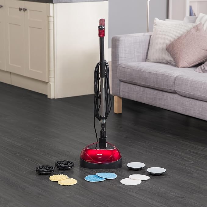 Ewbank EP170 Complete Cleaner, Washer, Scrubber, Scourer, and Polisher, Interchangeable Brushes and Pads Multi-Use Floor Machine, 2200 rpm, Lightweight, Red, 8 Pound