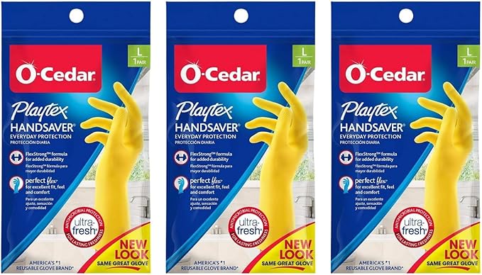 PLAYTEX PROTECTIVE_GLOVE Playtex Handsaver Reusable Rubber Gloves (Large, Pack - 3)