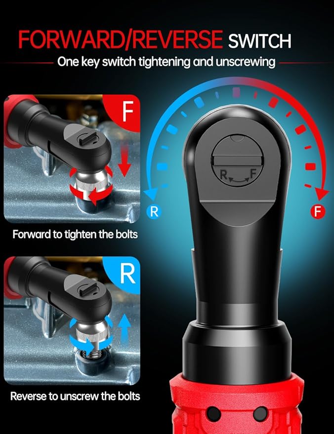 1/2 Inch Cordless Ratchet Wrench, for Milwaukee M18 Battery, 88Ft-Lbs, 0-400RPM, Electric Ratchet Wrench Set with Variable Speed Trigger, Reinforced Head, R&F Switch, 7 Sockets, 3/8" to 1/4" Adapter