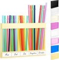 Qinyoung Acrylic Straw Holder for Cabinet Door with Double Sided Adhesive Tape Reusable Straw Organizer Tumbler Storage Kitchen Accessories Container for Counter Cupboard(Classic,Large,Cream Color)