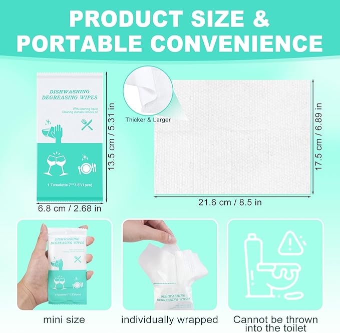 twoworld Disposable Dish Cleaning Wipes,Dish Wipes for Washing Dishes No Water for Camping Travel Kitchen Outdoor(pack of 30)