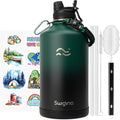 Swigina Insulated Water Bottle with Silicone Boot (36hrs Cold/18hrs Hot) - DIY Stickers, [2-in-1 Lid], BPA Free, 128 oz