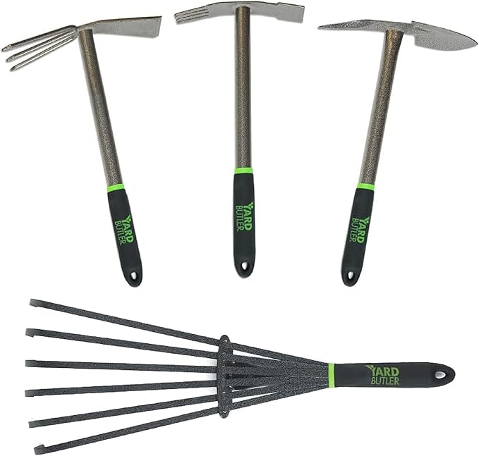 Yard Butler Terra Tuff Hand Tool Bundle, ITT-4B - Essential Gardening Tool for Yardwork - Power-Coated Steel Construction - Comfortable Grip - Long-Lasting - Rust-Resistant