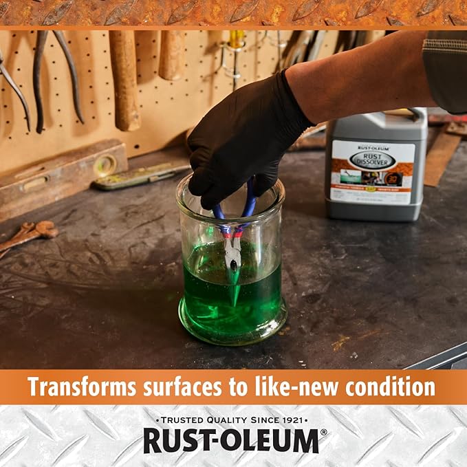 Rust-Oleum Rust Dissolver Soak & Bath | Heavy-Duty Corrosion Remover for Metal Tools, Cars, Bikes, Grills, Bolts, Firearms & More | Quart