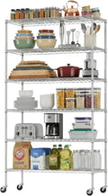 BestOffice | 6-Tier Wire Shelf with Wheels | 45"x18"x82" | Chrome | Adjustable Racks | Heavy-Duty Storage Shelves, Holds Upto 510 lbs | Rust-Resistant, No-Tool Assembly | for Home, Garage Shelving