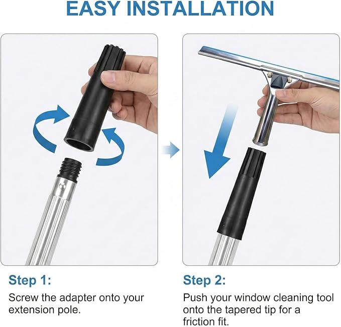 2 Pcs Squeegee Adapter, Changes The Threaded Tip to a Standard Friction Taper Fit, Broom Handle Adapter