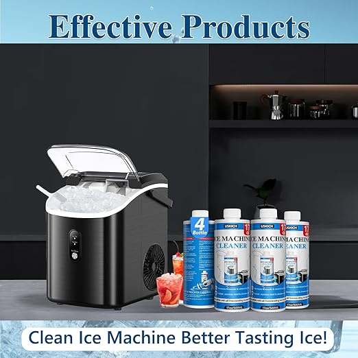 USKICH 4 Pack Ice Machine Cleaner Maker Descaler-68 fl oz Nickel Safe Descaler,Ice Maker Cleaner Solution Compatible with Ice Machine Brands Scotsman,KitchenAid,Hoshizaki