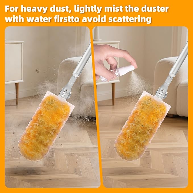 6 ft Extendable Handle with 20 Duster Refills, Heavy Duty Duster Refills Kit Compatible with Swiffer, 360 Disposable Microfiber Duster Pads for Ceiling Fan, Window & Hard to Reach Areas Cleaning
