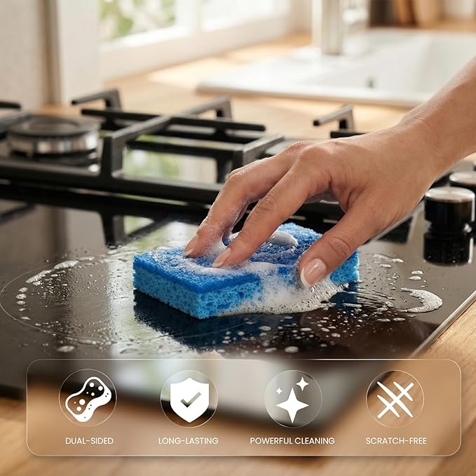Kitchen Sponges, 6 Count, Non-Scratch Scrub Sponge, Dual Sided Cleaning Sponges for Dishes, Kitchen, Bathroom