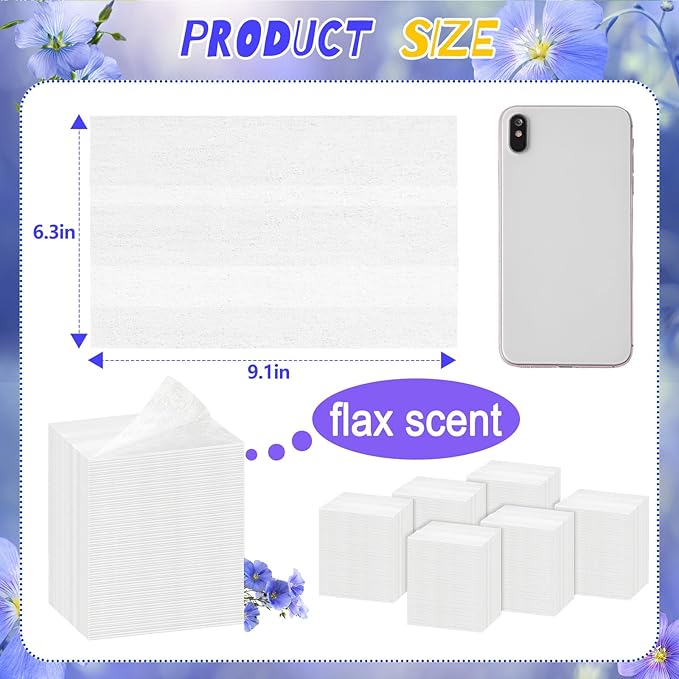600 Count Flax Scent Dryer Sheets Bulk Fabric Softener Flax Scent Dryer Sheets Naturally Softens Freshens Removes Static Cling Prevent Wrinkles, Plant Based for Sensitive Skin, Large Household