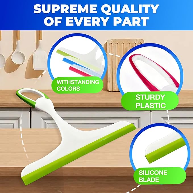 3PCS mini Squeegee Shower Squeegee Hanging Rubber Squeegee with Hook, Multipurpose Shower Squeegee for Glass Doors Window Squeegee (Regular Version)