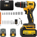 Cordless Drill Set, Power Drill Tool Set 20V, 3/8-Inch Keyless Chuck Drill Gun,Variable Speed (Equipped with 2x 4.0Ah Batteries)