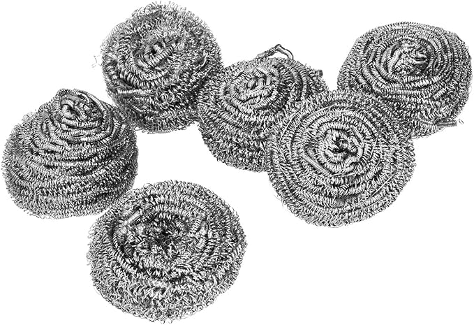 6Pcs Stainless Steel Scrubber Scrubbing Scouring for Kitchens Washing Scouring Pads Sticks Kitchen Tools