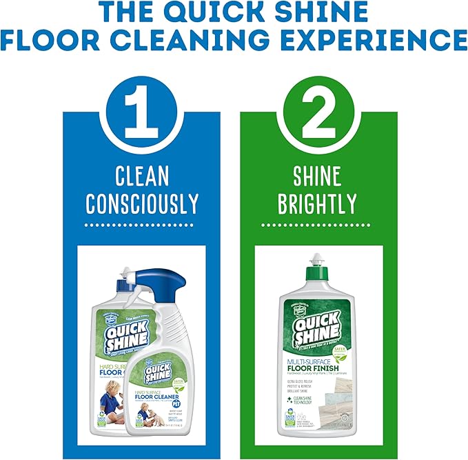 Quick Shine Plant Based Pet Floor Cleaner 27 oz, 2Pk | Ready to Use, Removes Dirt, Streak Free, No Rinse | Hardwood, Laminate, Luxury Vinyl Plank LVT, & Tile | Safer for Kids, Pets & Our Environment