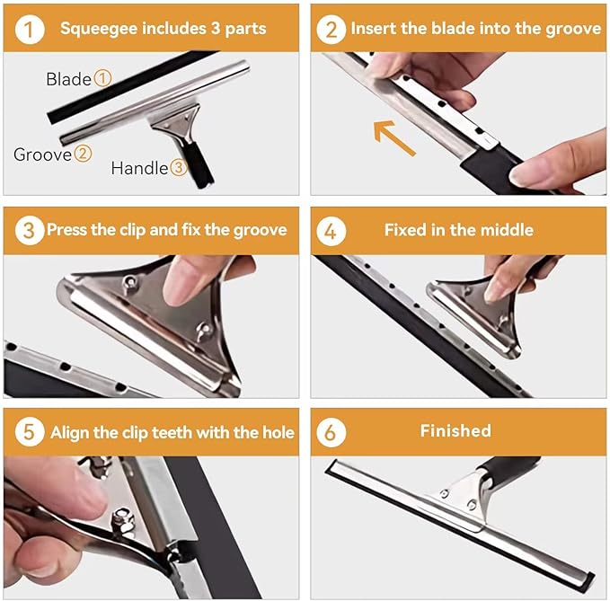 Squeegee Replacement Silicon Rubber Blade for Shower Doors, Window, Glass Cleaning, 41 Inch