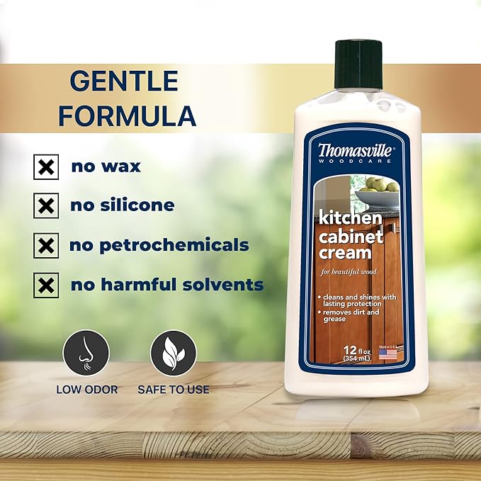 THOMASVILLE KITCHEN CABINET CREAM - Multisurface Wood Cleaner and Polish Furniture Quick Shine Restorer Protector Kitchen Cabinets Surface Cleaner House Cleaning Supplies Home Improvement, 12 Oz