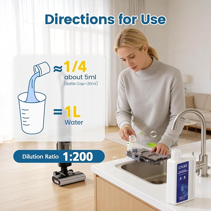 Floor Cleaning Solution Compatible with Dreame Cleaning Solution, Multi-Surface Floor Cleaner for All Dreame Wet Dry Vacuum Cleaners & Robot Vacuums, 33.8 fl oz