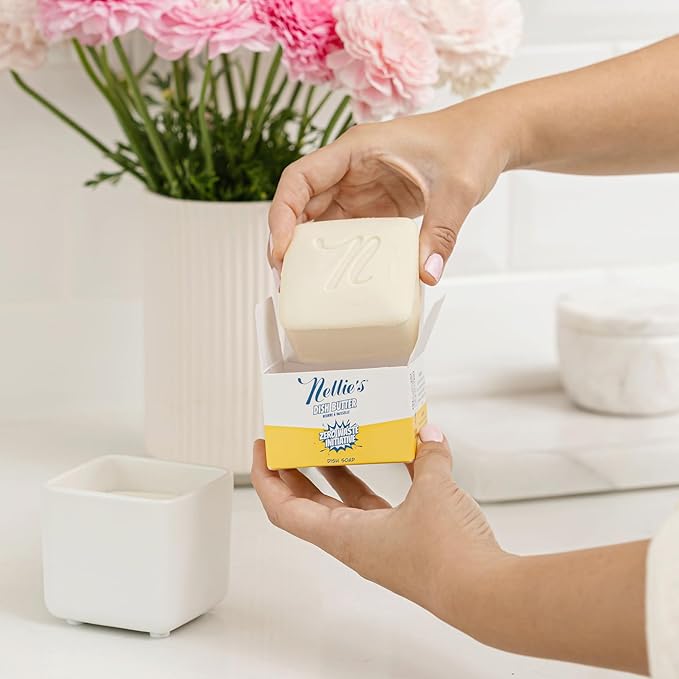 Nellie's Dish Butter Refill - Semi-Solid Dish Soap Block Alternative - Light Lemongrass Scent - Easy Refill for Dish Butter Container - (2 Pack) - (Made in Canada)