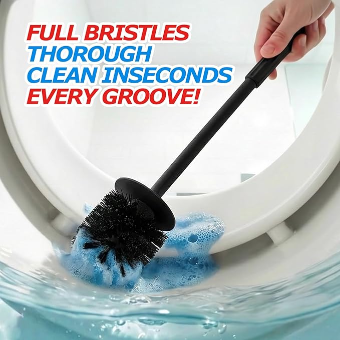 2Pack Toilet Bowl Brush and Holder Set - Toilet Scrubber Brush,Cleaning Brush,Bathroom Decor,Household Essentials,Cleaning Supplies,Home Essentials,Black