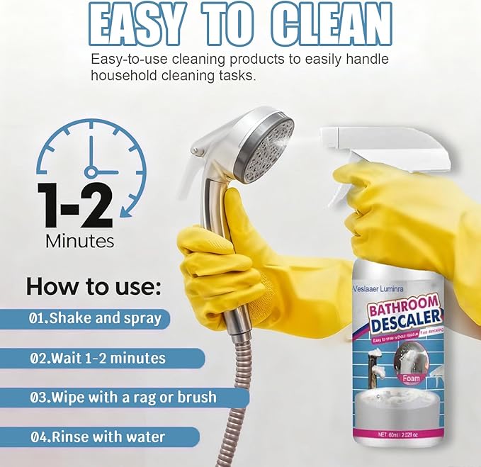 Bathroom Descaler Foam Cleaner Spray, Stubborn Stains Cleaner, Bathroom Foam Cleaner All Purpose, Bathrooms Sink Cleaner Foam (2)