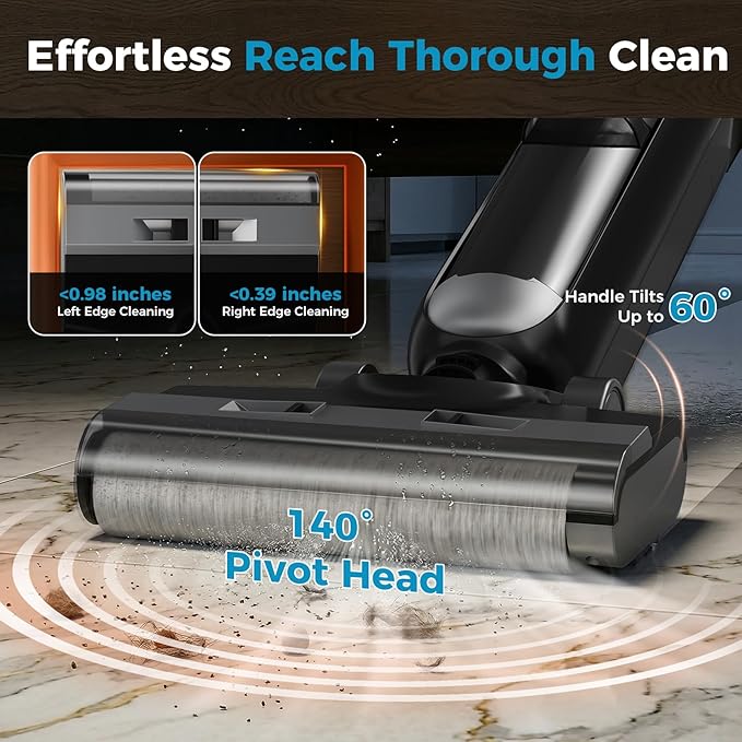 OLIXIS Wet Dry Vacuum Cleaner, Cordless All-in-One Vac Mops, Vacuum Mop with Self-Cleaning System, Dual Water Tank Design, Tangle-Free Brush, Dual-Edge Cleaning, 35-Min Runtime