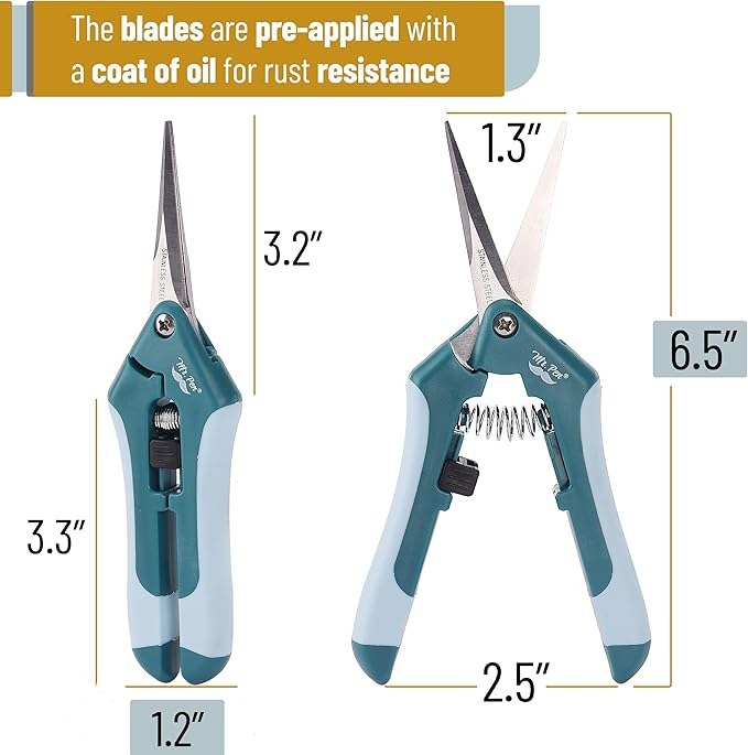 Mr. Pen Gardening Scissors, 6.5 Inch, Pruning Shears with Straight Stainless Steel Blade, Garden Clippers