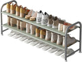 INGIORDAR Shoe Rack 2 Tier Long Storage Organizer Wide Metal Shoe Shelf for Closet Entryway Grey