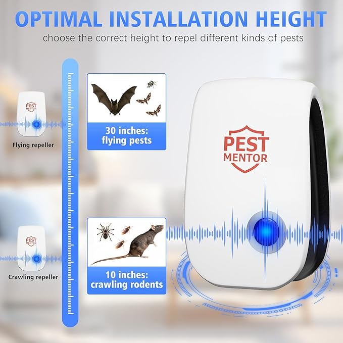Ultrasonic Pest Repellent, Electronic Pest Control Insect Repeller for Bugs, Mosquito, Roach, Rodent, Spider Mouse Repellent Pest Control Device for Home Car (10p)