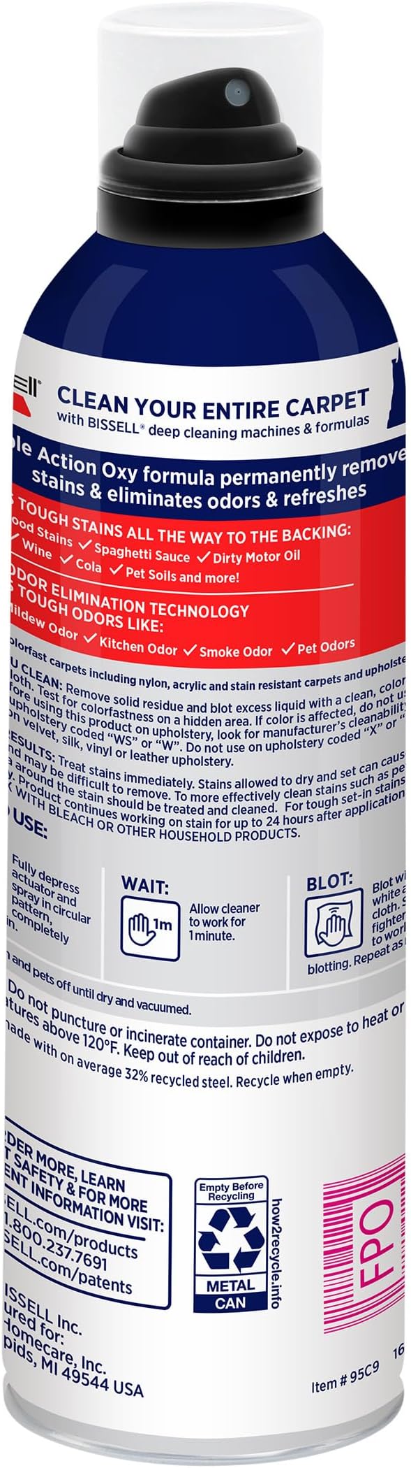 Bissell Professional Power Shot Oxy Carpet Spot & Stain Remover, 14 oz (Pack of 2), 95C9L