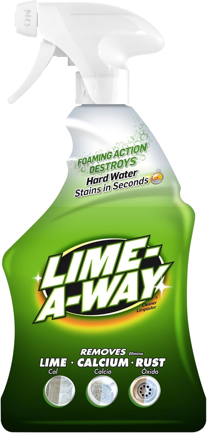 Lime-A-Way Hard Water Stain Remover Spray, Removes Lime, Calcium & Rust in Seconds, Bathroom Cleaner, 32 fl oz