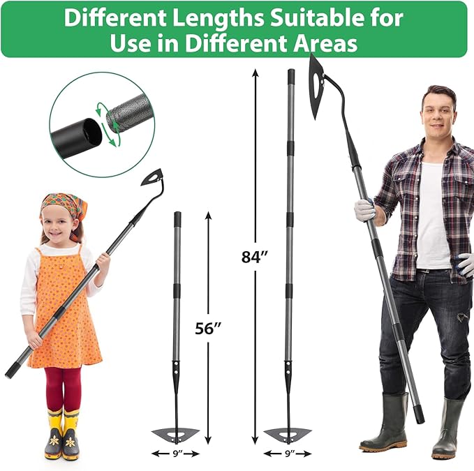 Garden Hoe for Weeding Hoe Garden Tool Long Handle 56”, Heavy Duty Hand Hoe for Digging,Cutting and Loosing Soil