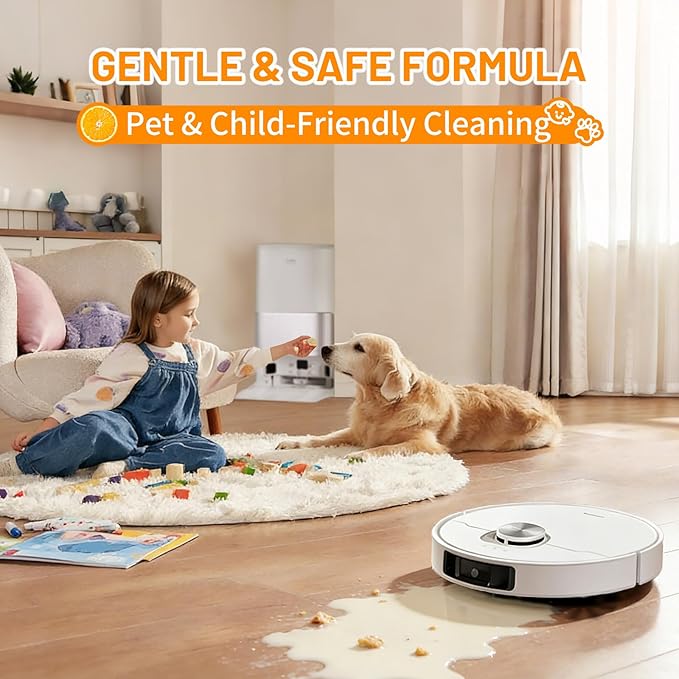 Sweet Orange Scent Floor Cleaning Solution Compatible with Dreame Cleaning Solution, Floor Cleaner for Hardwood Tile Hardfloor, Compatible Robot Vacuums with Mopping and Wet Dry Vacuum (2 bottles)