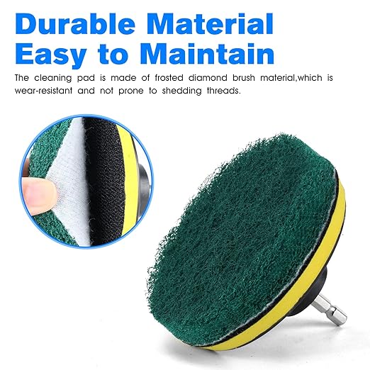 4-Inch Power Scrubber Pads Drill Attachment,Suitable for Kitchen and Bathroom Electric Diamond Brush Cleaning Kit, Including Such as Tiles, Bathtubs, Glass, Porcelain, Showers, Bathtubs and Sinks ﻿
