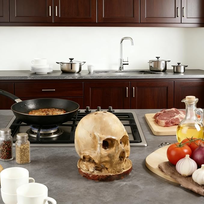 Skull Knife Holder for Kitchen Storage, Funny Skeleton Knife Holder, Creative Horror Kitchen Storage Head Rack, Skeleton Knife Stand for a Scary Party, Unique Fruit Storage Rack Decoration