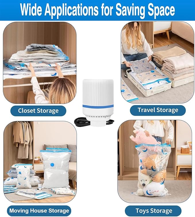 Electric Pump for Vacuum Storage Bags Travel Vacuum Pump for Various Sealing Bags Portable Vacpack Air Pump for Clothing, Pillows, Comforters (Storage Bag Not Included)