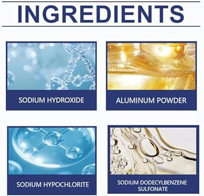 Multi-purpose Drain Cleaner, 10.6oz Powerful Sink and Drain Cleaner, Professional Strength Pipe Dredging Formula for Kitchen Sinks, Shower Drains, Tubs, Dissolves Blockages (2pcs)