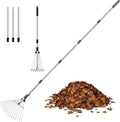 Garden Rake for Leaves, Heavy Duty Metal Adjustable Leaf Rake for Lawns, Length 37"-81", Adjustable Expandable Head 8"-15", Garden Tools for Lawn Garden Yard Flowers Beds Bush