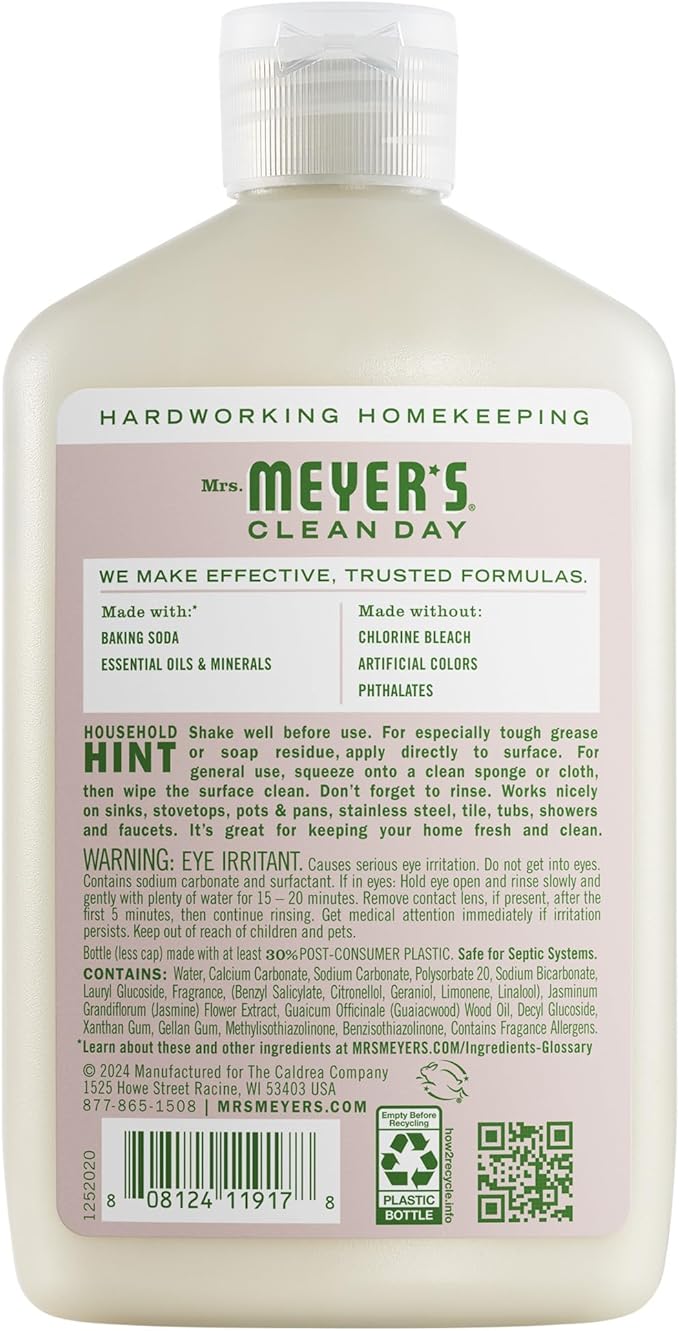 MRS. MEYER'S CLEAN DAY Baking Soda Cream Cleaner, Cuts Grease, Scratch-Free Polish, Apple Blossom, 16 Fl Oz, Pack of 1