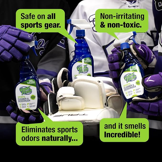 Vapor Fresh Sports Cleaner and Deodorizer - For Boxing Gloves, Sports Pads, Helmets, Gym Bags, Gym Equipment and More - Naturally Powered By Plants, 16 Fl Oz (3-Pack)