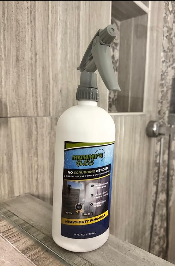Mommy's Glass 2 in 1 Hard Water Spot Remover and Repellent Spray, Heavy-Duty Formula, No Scrubbing Needed, 16 fl oz